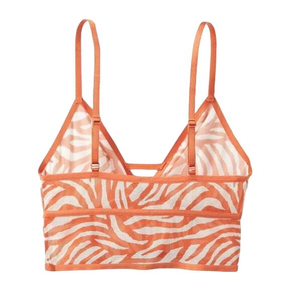 New Auden Women's Mesh Longline Bralette Zebra Print Orange Medium - Picture 2 of 3